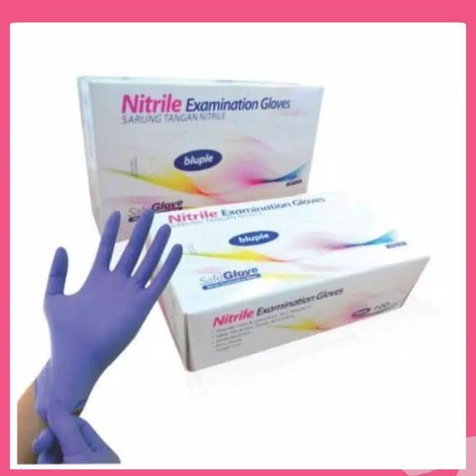[ 1 BOX ISI 100 PCS ] SARUNG TANGAN KARET LATEX WARNA UNGU