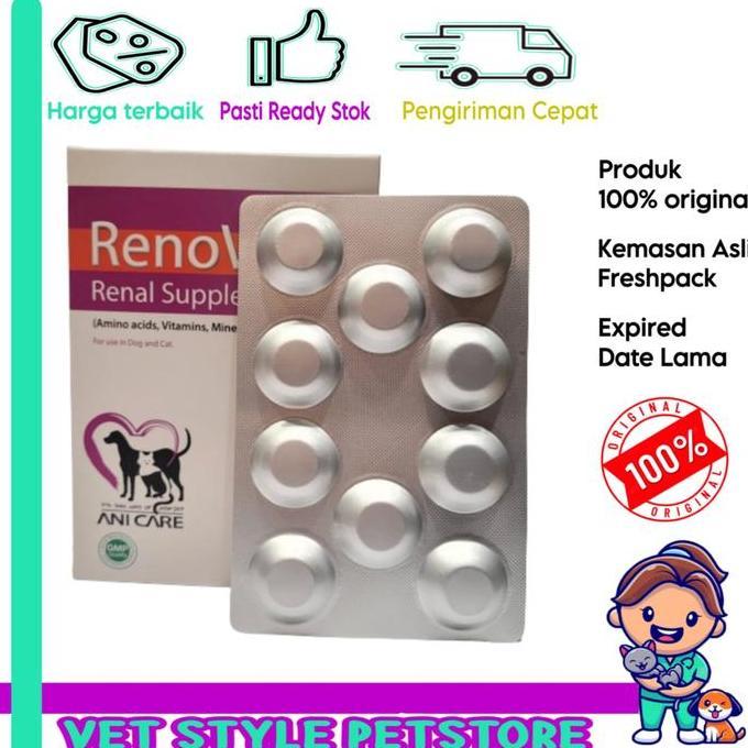 Renovet tablet suplemen ginjal asam amino dan vitamin khusus hewan