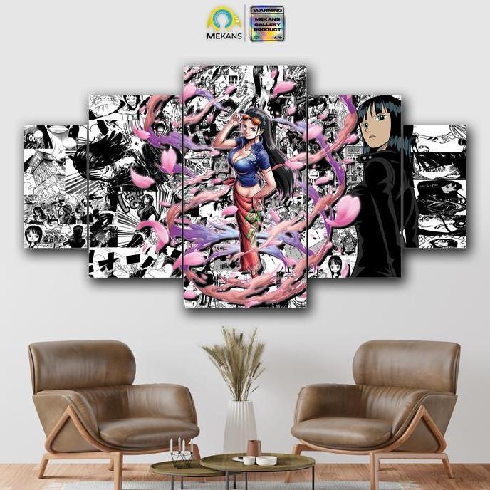 MEKANS 1 SET  Pajangan Hiasan dinding ONE PIECE NICO ROBIN 5pcs  Poster Kayu Wall Decor