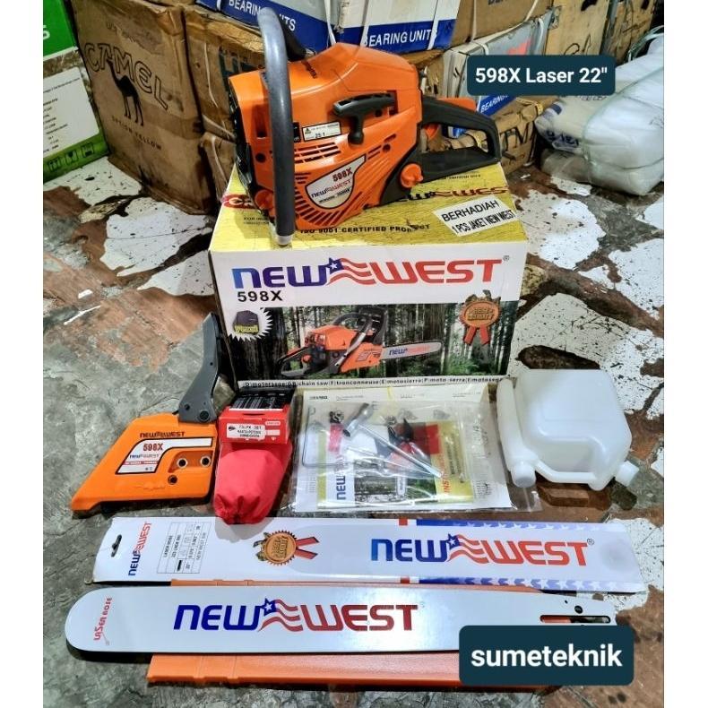 Chainsaw New West 598X Bar 22" + Rantai Oregon Mesin Gergaji New West 598 X Series (Bar Lasertip / B