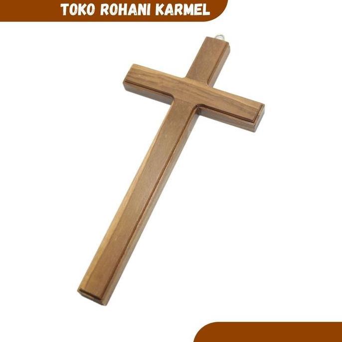 SALIB DINDING KAYU POLOS 40 CM (BESAR) / SALIB GANTUNG KRISTEN / HIASAN DINDING KRISTEN