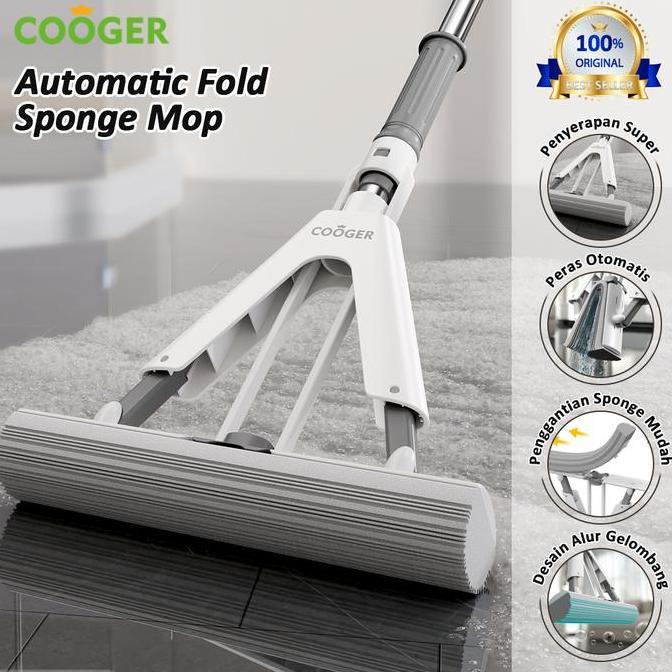 COOGER Alat Pel Busa Peras Lipat Otomatis Sponge Mop Alat Pel Spons Serbaguna Daya Serap Tinggi 3S C