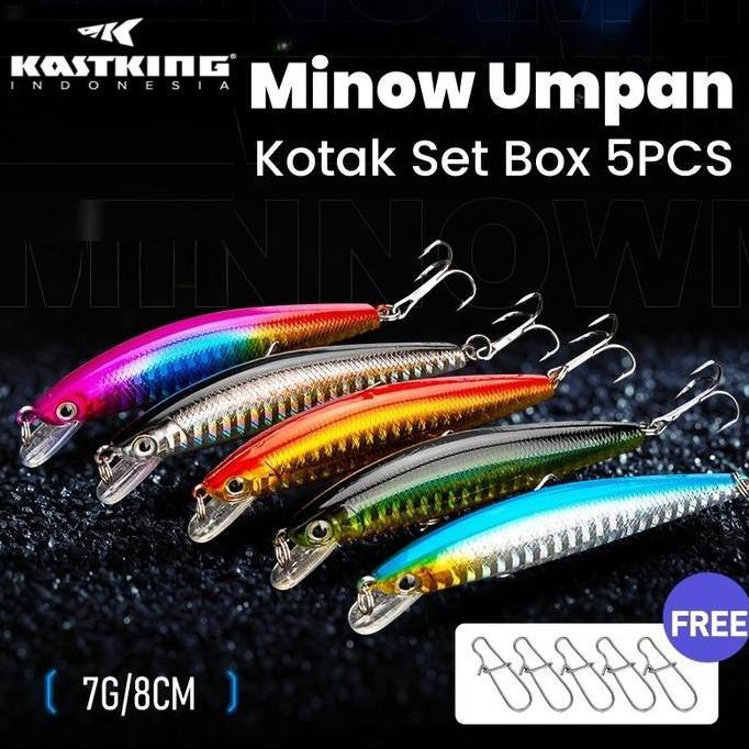 KASTKING 5pcs 7g/8cm Minow Sinking Minnow Umpan Pancing Casting Casting Medium Sinking Killer Treble