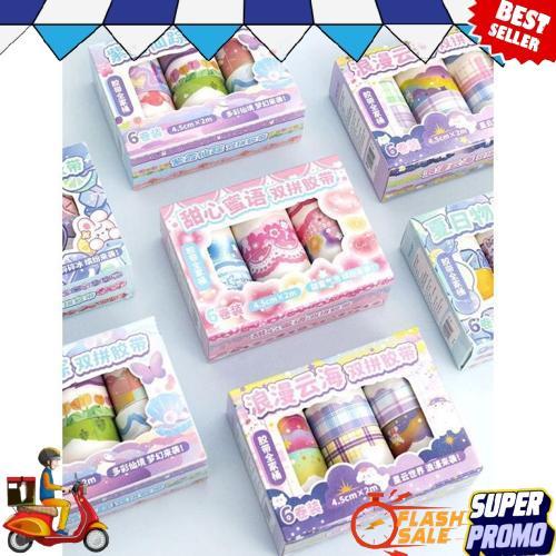 Premium [1Box 12Pcs] Washi Tape Stiker Pinggiran Buku Hiasan Jurnal Sticker Aesthetic
