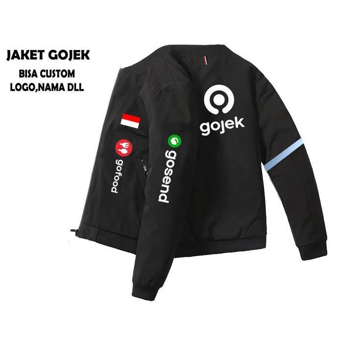Diskon Jaket Bisbol Distro Gojek Gofood Waterproof Jaket Taslan Zipper Driver Ojol Gojek Gofood Prem