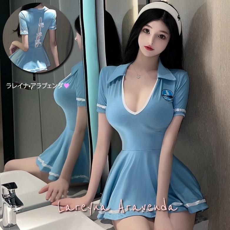 Pakaian Wanita- Set Lingerie + Cd Jumbo Fantasi Malam Cosplay Pramusaji Lg584 - Lingerie - Baju Dina