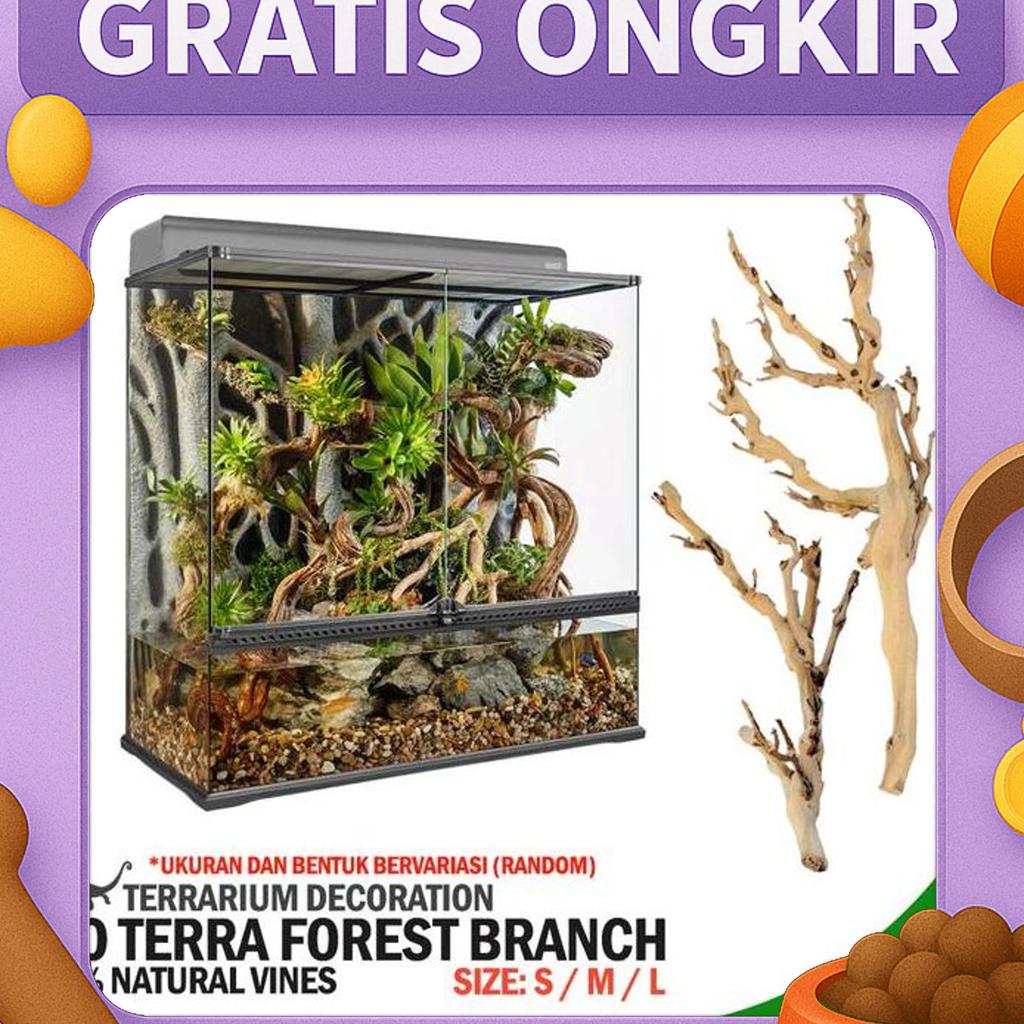 Exoterra Forest Branch Ranting Pohon Dekorasi Hiasan Kandang Hewan Reptil Kadal Iguana Chameleon Kod