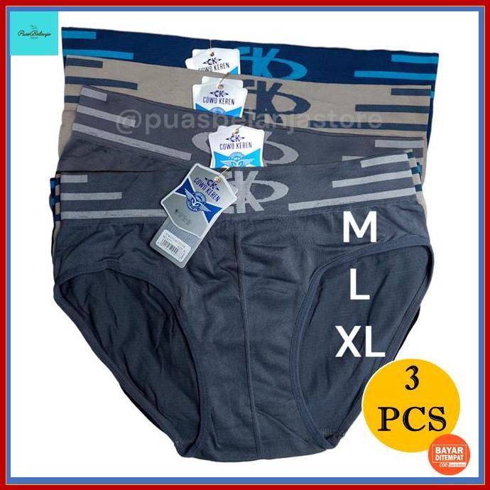 rismantor - CD CK Pria 3PCS Celana Dalam Rajut Premium Cowok Stylish
