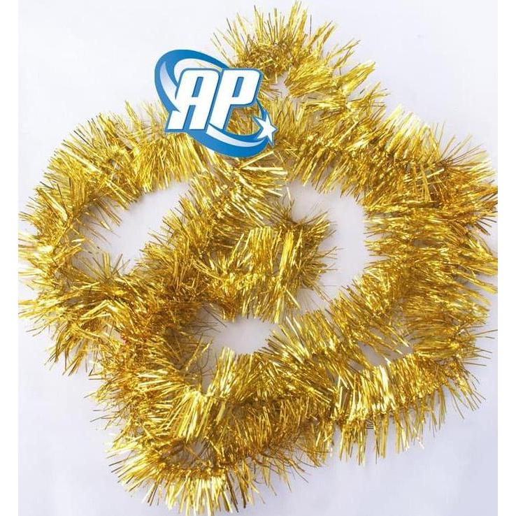 Slinger / tinsel / hiasan natal / parcel / slinger rumbai warna Emas