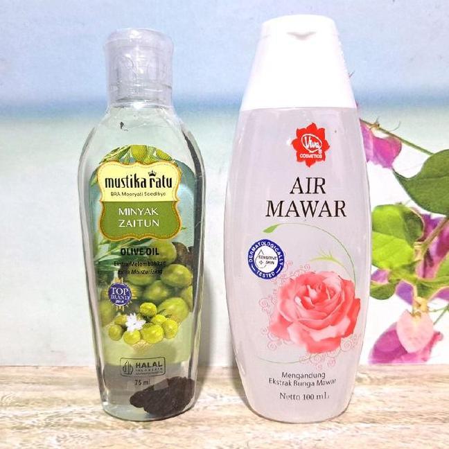 Paket Pembersih Wajah Sebening Kaca Mustika Ratu Minyak Zaitun 75Ml Viva Air Mawar 100Ml Perawatan M