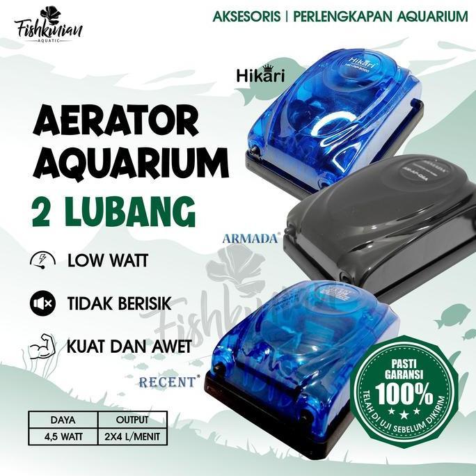 Rambitshop5 - Recent Armada Hikari Aerator 2 Lubang Pompa Udara Aquarium