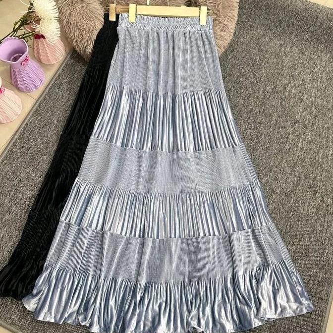 Rok SUSUN VELVET BELUDRU IMPORT  Lidi Cabang premium  / Rok susun beludru import