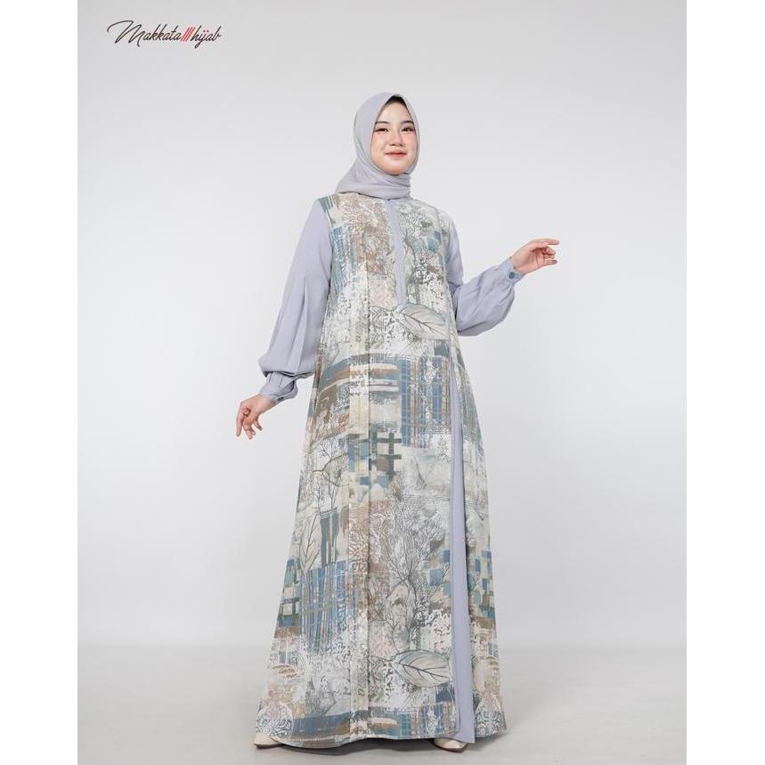 Aera Dress 283 Dres Motif Akar Daun Kombinasi Babydoll Cantik Dewasa Muslim Wanita Dress Kekinian | 