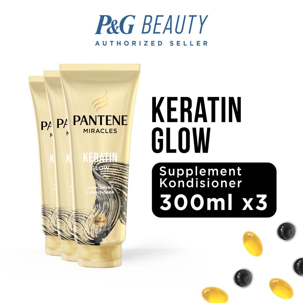 Pantene Conditioner Miracles Keratin Glow Daily Hair Supplement 300ml X3