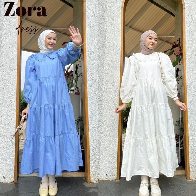 Yaz Indonesia - ZORA DRESS MAXI / GAMIS WANITA BAHAN POPLIN PREMIUM / Collar dress korean style Maxi