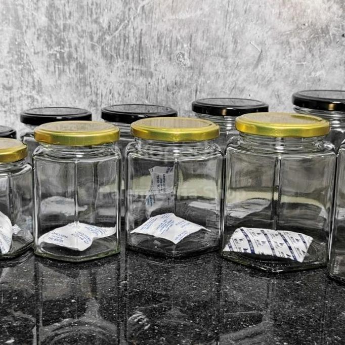 New- Toples MADU Hexagonal Kaca Glass Jar Food Grade Baru Import Quality