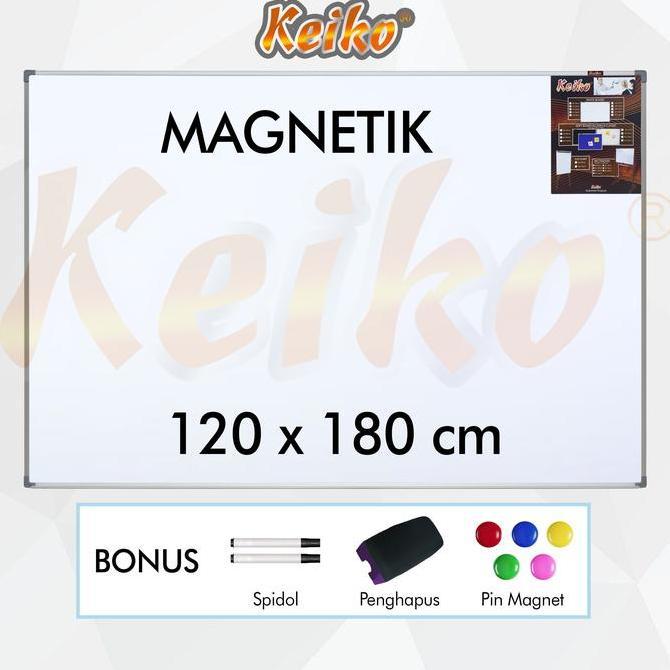 Papan Tulis Whiteboard Gantung Magnet Single Face Keiko 120 x 180 cm