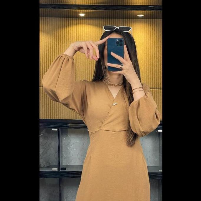 Gaun Julia Gaun Panjang Cantik Polos Gaun Anggun Gaun Gaya Korea