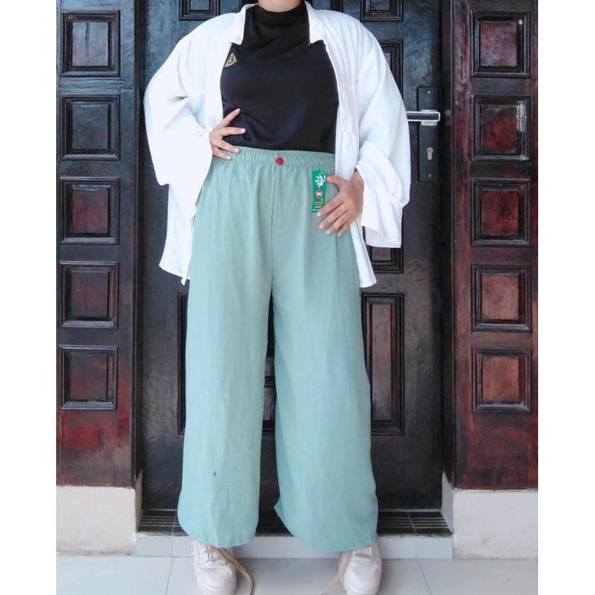 KULOT CRINKLE BUTTON 2 100DAPAT 5PCS MUAT SAMPE 60KG Airflow Grey Celana Wanita Variasi Kancing Panj