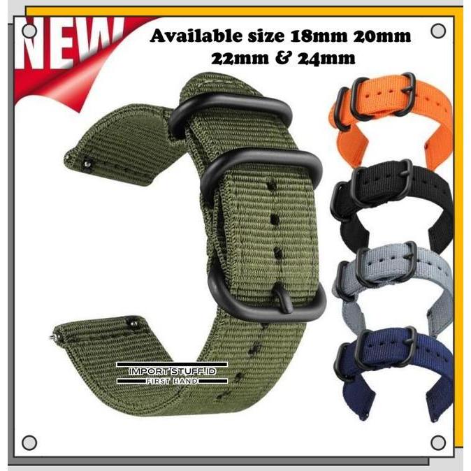 Strap Tali Jam 18Mm 24Mm Universal Color Kanvas Nylon Strap Nato