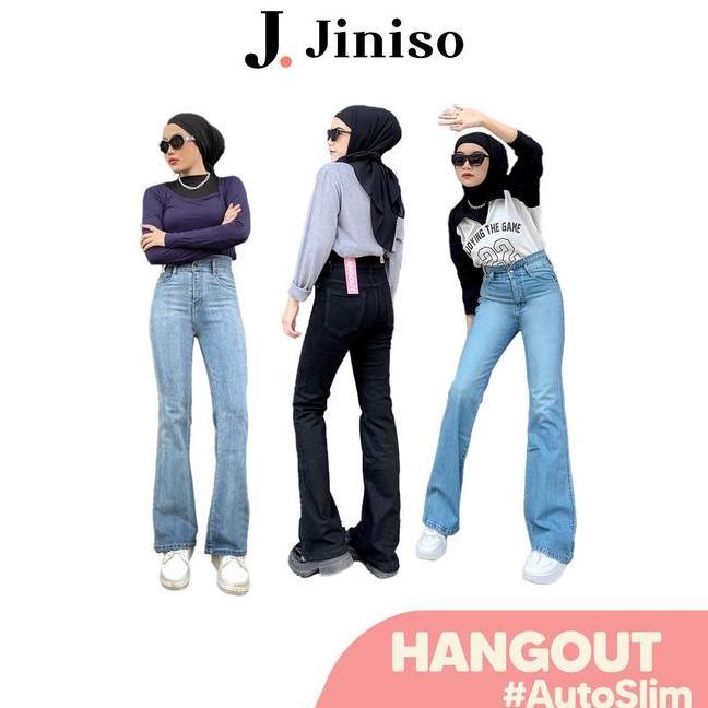 Hangout Jiniso Ultra Cutbray Stretch Celana Jeans Wanita Hhwaist
