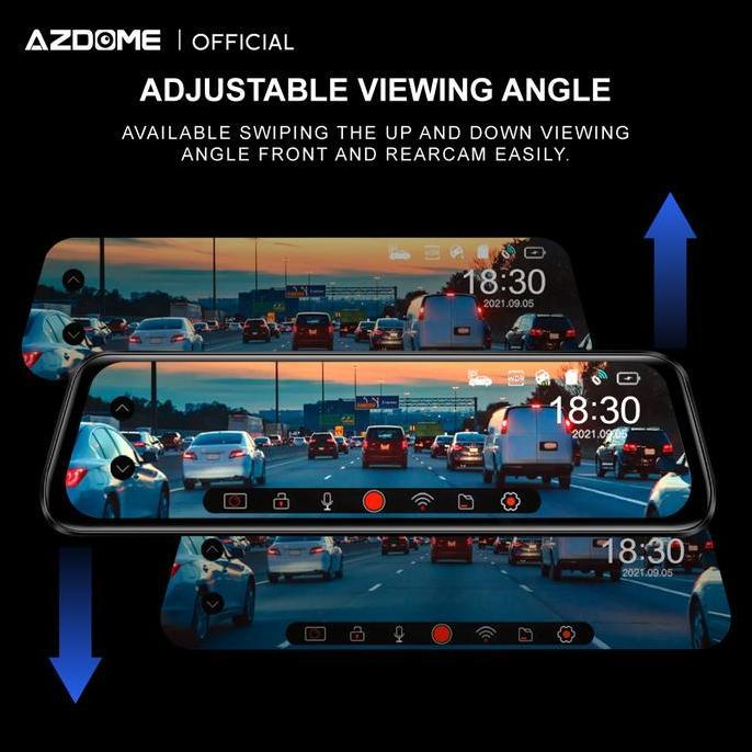 Azdome Ar09 2K Dual Camera Mirror Dashcam Kamera Mobil Dash Cam Spion Kualitas Terbaik Harga Termura