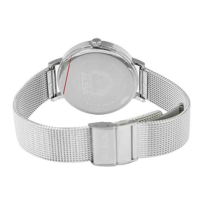 Jam Tangan Wanita Alba Fashion AG8N81X1 Lht pink Dial Stainless Steel Mesh Strap Watches