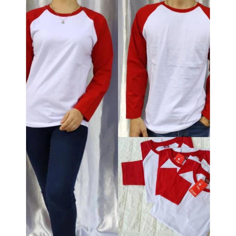 Raniah - Kaos Raglan Merah Putih// Kaos Merah Putih 17 Agustus Kaos Pria Wanita Polos // Kaos Hut Ri