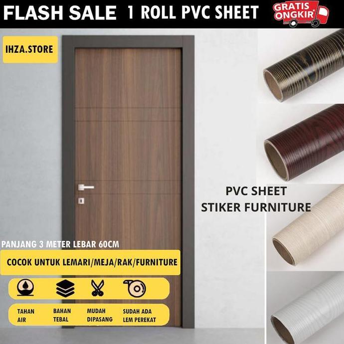 Promo Wallpaper Sticker PVC Kayu Alami Textured Model 60cm x 3m RONA Dekorasi Mebel Cafe Dinding Ker
