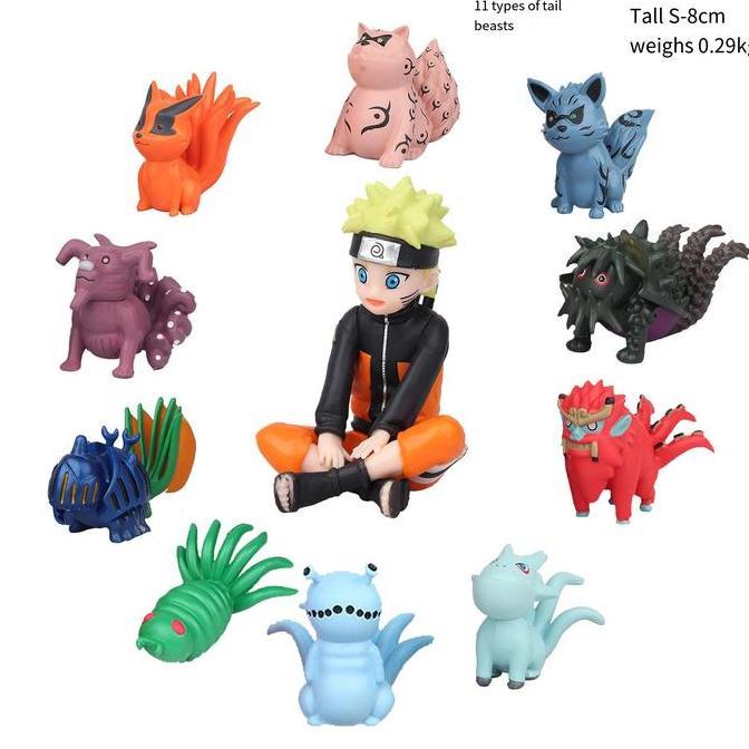 Figure Naruto Chibi Set Isi 11 Edisi Bijuu Kyuubi Kurama Gaara Shukaku
