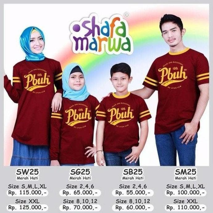 KAOS COUPLE KELUARGA - SHAFA MARWA 25 MERAH - KAOS RAGLAN