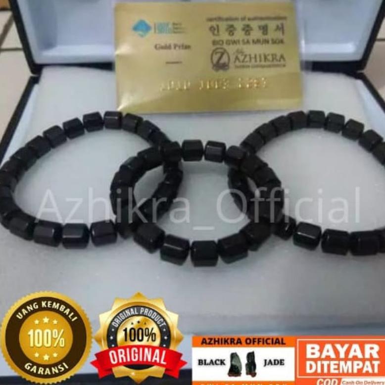 bisa cod Original Azhikra Gelang Terapi Kesehatan Azhikra Batu Black Jade Batu Gwisamunsok
