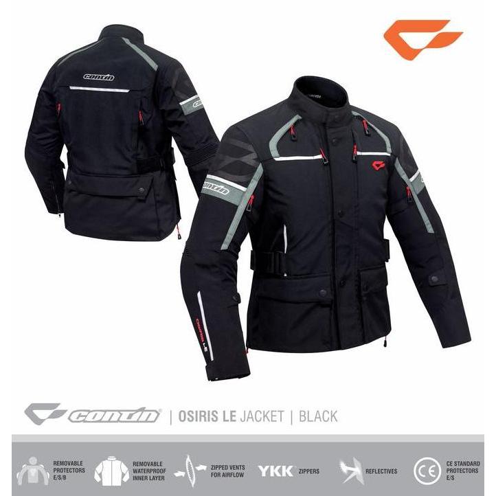 CONTINMOTO JAKET MOTOR TOURING ADVENTURE PROTEKTOR CONTIN OSIRIS LE - BLACK ORIGINAL DAN TERPERCAYA