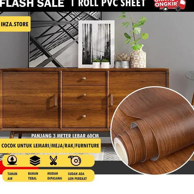 Promo RONA Wallpaper Sticker Pelapis Furniture PVC 60cm x 3m Textured Kayu Alami Model Cocok Untuk M