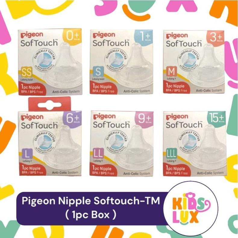 Nipple Pigeon Wideneck Softouch TM Nipple Size SS M L LL LLL 1pcs Ori Pigeon
