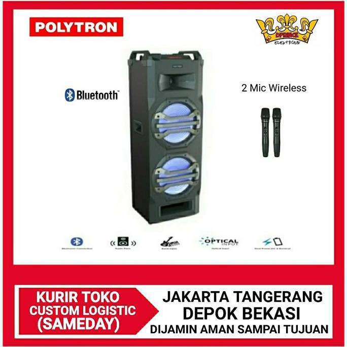 Terlaris Polytron Portable Speaker Pts2K25/Pts 2K25 Bluetotth +Mic Wireless 2Pc