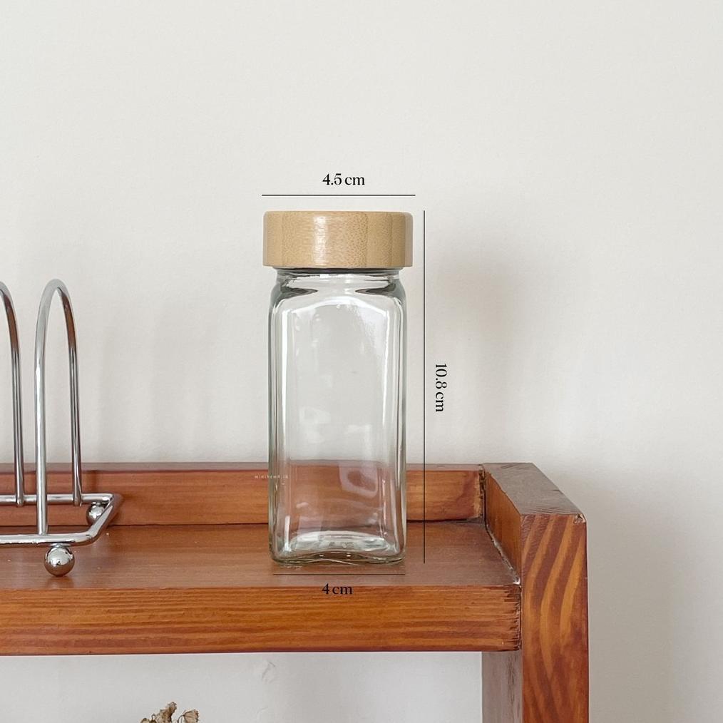 Hot Sale New Product [Minihome] Oido Tempat Bumbu Dapur 120Ml Botol Kaca Transparan Tutup Kayu Dispe