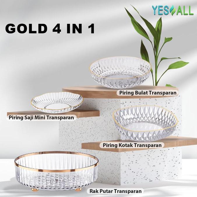 [BUY1GET4] YESALL Rak Kosmetik + Piring Saji Transparan Aesthetic - Rak Putar Tempat Make Up Tray Ra