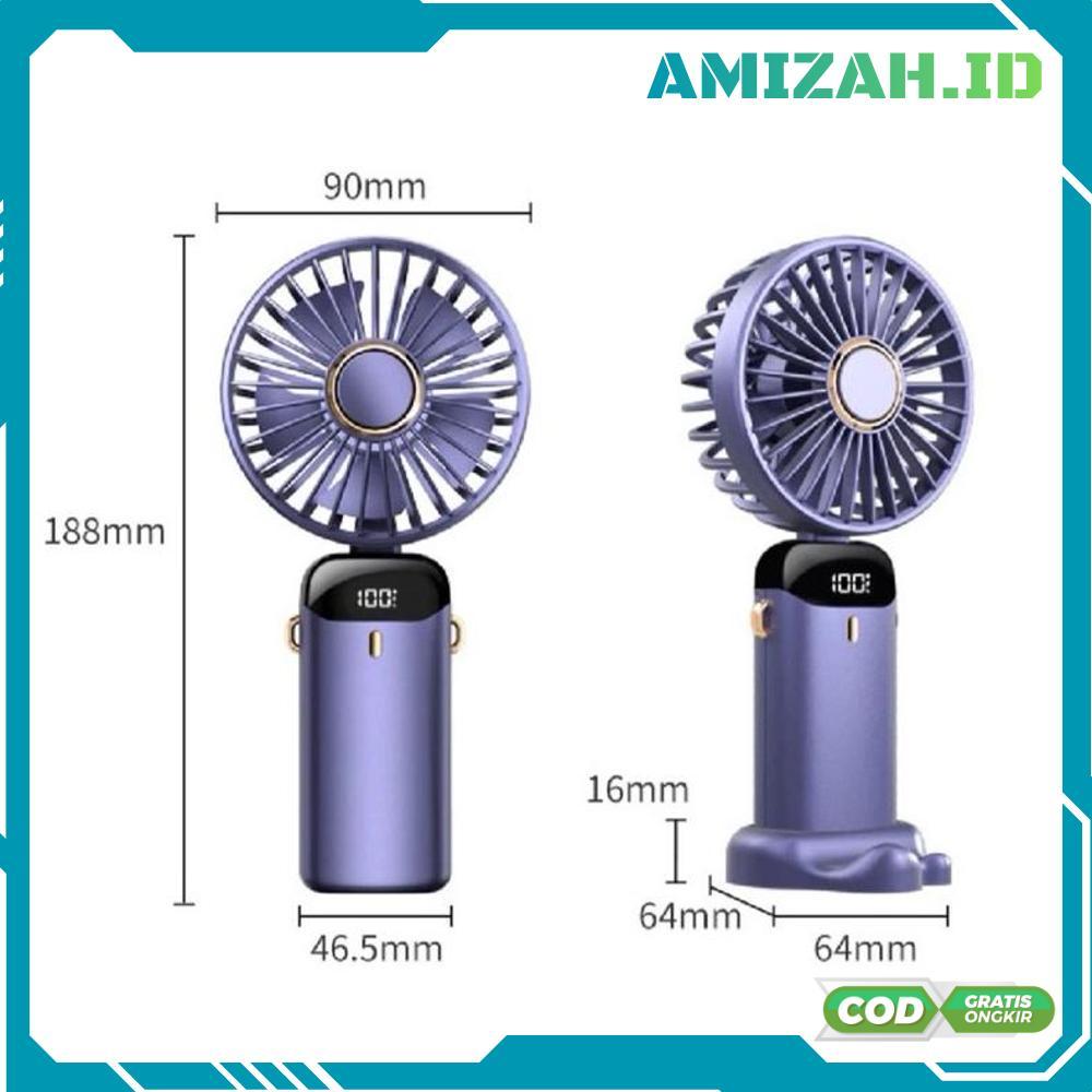 WS Kipas Angin Portable Mini USB Lipat / Kipas Portable Leher / LED Display Portable Handheld Fan 5-