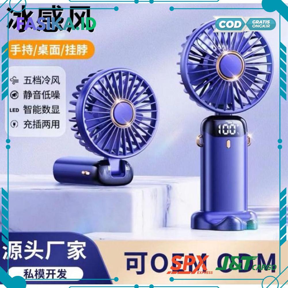 WS Kipas Angin Portable Mini USB Lipat / Kipas Portable Leher / LED Display Portable Handheld Fan 5-
