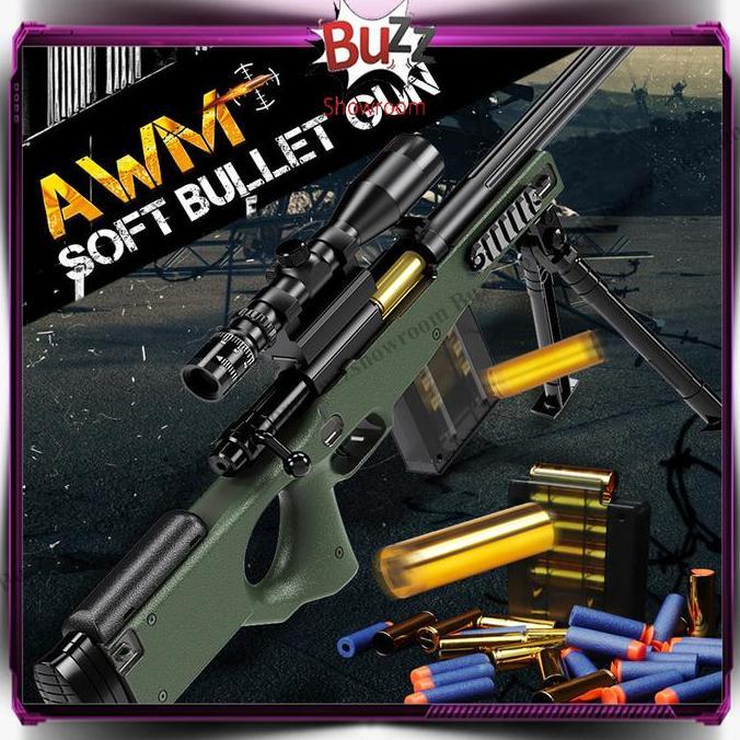 Berkualitas Tembakan Anak AWM Soft Bullet AWP Mainan Sniper Gun