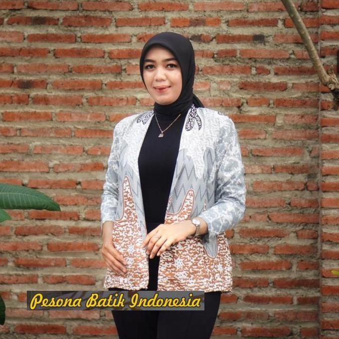 Jas Atasan Blazer Outer Batik Wanita Kerja Kantor Modern Jumbo Premium