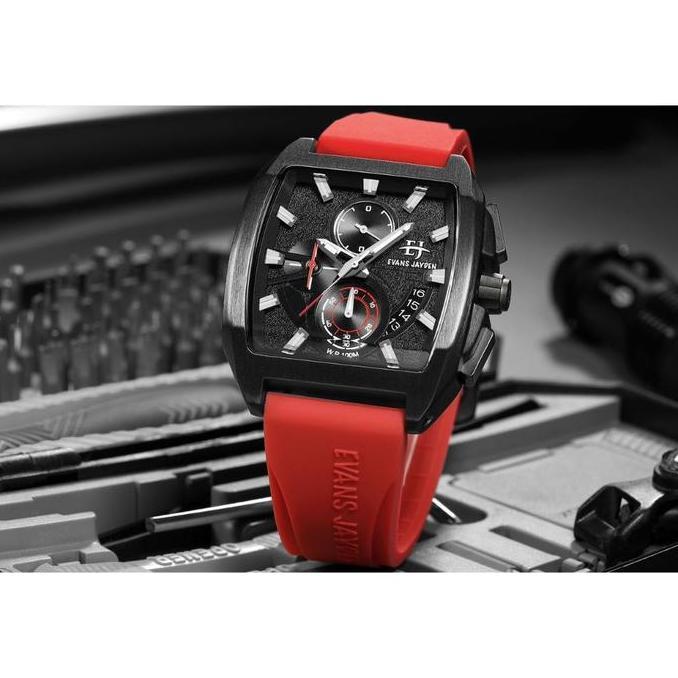Buy 1 Get 1  Evans Jayden Jam Tangan Pria 9546 Rubber Silicon Chronograph Kaca Sapphire Water Resist