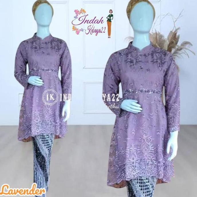 Setelan Kebaya Tunik Elegan Modern Aurora Lesti Brokat Tile Payet Dress Atasan Baju Wanita Remaja Ko