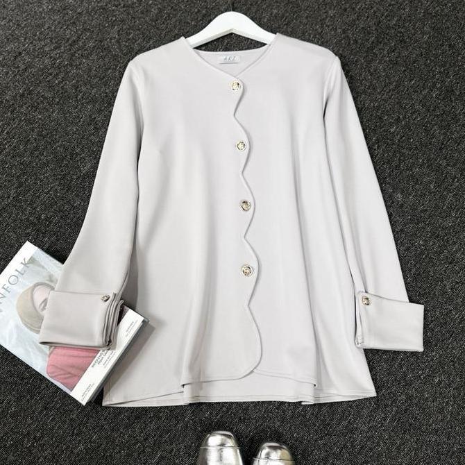 CLOVY BLAZER/ Korean Blazer Fit Panjang Scuba Wanita Basic Outer Kancing