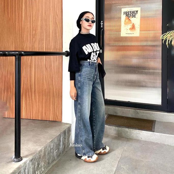 JINISO RELAX - 778 Kulot Hhwaist Celana Jeans Wanita