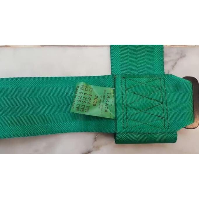 Seatbelt Racing Takata 2 Point Buckle Green - Black