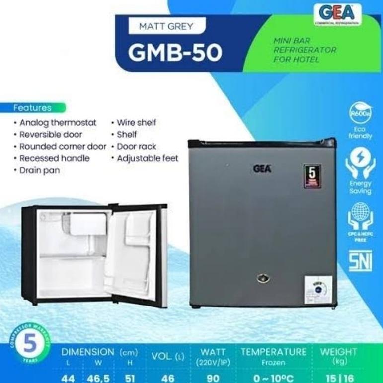 GEA GMB-50 Mini Fridge / Kulkas Mini Bar / Kulkas 1 Pintu 46 Liter (90 Watt)