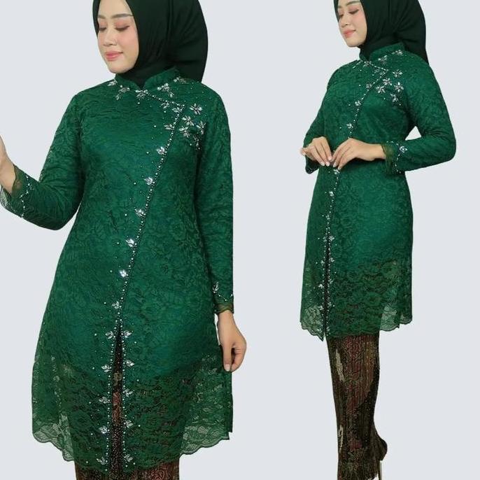 Kebaya modern tunik brokat selempang payet pesta elegan mewah/ kebaya janggan brokat payet/ Kebaya W