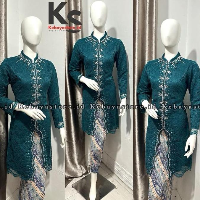 (Gratis Hijab) Kebaya modern tunik zzag / Kebaya wisuda / Baju kebaya brokat trend 2025 full payet m